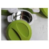Set of 3 Green Insulated Food Containers with Stainless Steel Interiors