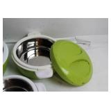 Set of 3 Green Insulated Food Containers with Stainless Steel Interiors