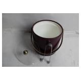 Vintage Burgundy Leatherette Ice Bucket with Tongs