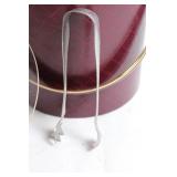 Vintage Burgundy Leatherette Ice Bucket with Tongs
