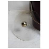 Vintage Burgundy Leatherette Ice Bucket with Tongs