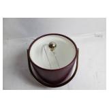 Vintage Burgundy Leatherette Ice Bucket with Tongs