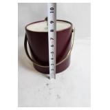Vintage Burgundy Leatherette Ice Bucket with Tongs