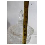 Vintage Crystal Lidded Candy Dish with Diamond Pattern
