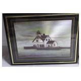Set of 3 Framed Lighthouse Paintings
