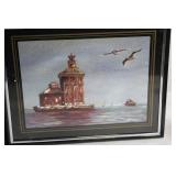 Set of 3 Framed Lighthouse Paintings