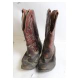 Used Leather Cowboy Boots with Detailed Stitching