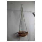 Set of Stainless Steel Buffet Servers and Wicker Hanging Basket