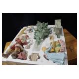8pc Glazed Porcelain Christmas Scene Set