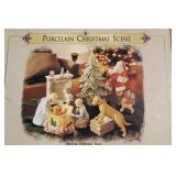 8pc Glazed Porcelain Christmas Scene Set