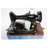 Vintage Singer Sewing Machine with Embossed Case