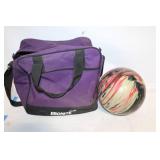 Ebonite Bowling Ball with Purple Tote Bag