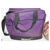 Ebonite Bowling Ball with Purple Tote Bag