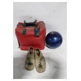 Vintage Bowling Set with AMFlite Bowling Ball, Shoes, and Bag