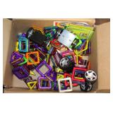 Large Assortment of Colorful Magnetic Building Blocks with Wheels