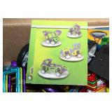 Large Assortment of Colorful Magnetic Building Blocks with Wheels