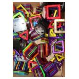 Large Assortment of Colorful Magnetic Building Blocks with Wheels