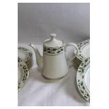 Ivory Holly China Set - Coffee Pot and 11 Dinner Plates