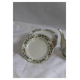 Ivory Holly China Set - Coffee Pot and 11 Dinner Plates