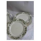 Ivory Holly China Set - Coffee Pot and 11 Dinner Plates