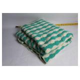 Handmade Green and White Crochet Blanket