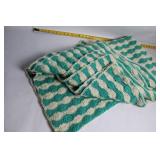 Handmade Green and White Crochet Blanket