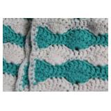 Handmade Green and White Crochet Blanket