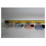 Set of 4 Vintage Ceramic Baby Shoe Planters with Floral Design