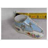 Set of 4 Vintage Ceramic Baby Shoe Planters with Floral Design