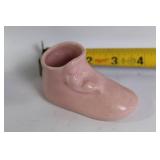 Set of 4 Vintage Ceramic Baby Shoe Planters with Floral Design