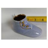 Set of 4 Vintage Ceramic Baby Shoe Planters with Floral Design