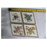 Set of 4 Lefonâs Japan Porcelain Floral Wall Plaques