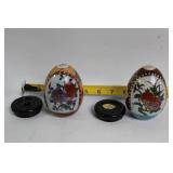 Set of 9 Decorative Porcelain and Glass Eggs Featuring Floral Designs