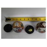 Set of 9 Decorative Porcelain and Glass Eggs Featuring Floral Designs