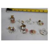 Set of 8 Crystal Animal Figurines with Gold Accents