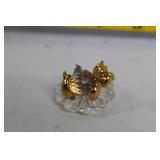 Set of 8 Crystal Animal Figurines with Gold Accents