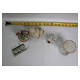 Collection of Elephant Figurines and Trinket Box