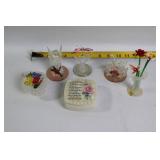 Set of 6 Ornamental Glass Figurines with Floral and Fruit Designs