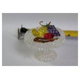 Set of 6 Ornamental Glass Figurines with Floral and Fruit Designs