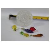 Set of 6 Ornamental Glass Figurines with Floral and Fruit Designs
