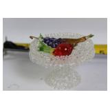 Set of 6 Ornamental Glass Figurines with Floral and Fruit Designs