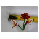 Set of 6 Ornamental Glass Figurines with Floral and Fruit Designs