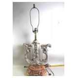 Vintage Porcelain Table Lamp with Floral and Cherub Design