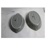 Set of 2 Gray Ceramic Bakeware Dishes with Handles