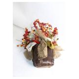 Autumn Harvest Floral Arrangement with Artificial Pumpkin