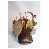 Autumn Harvest Floral Arrangement with Artificial Pumpkin