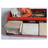 Used Metal Toolbox with Assorted Hardware