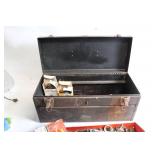Used Metal Toolbox with Assorted Hardware