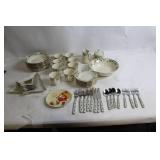 Christmas Themed Holiday Dinnerware and Cutlery Set