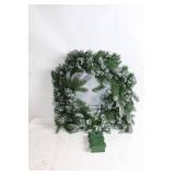 Pre-Lit Artificial Christmas Wreath with Timer - 21 Inch